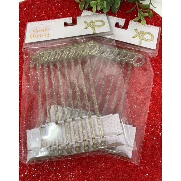 Set of 2 XO Glitter Drink Stirrers Valentine Cocktail Swizzle Sticks Barware - Picture 10 of 14